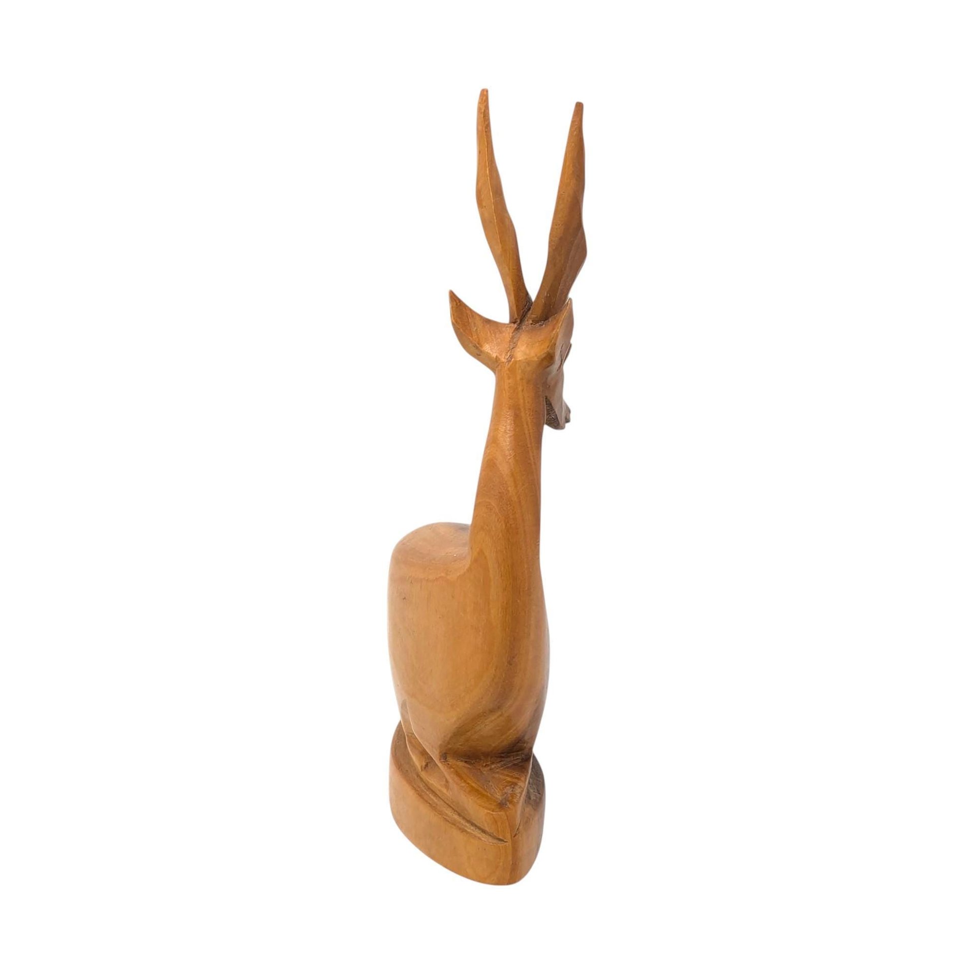 Vintage Hand-Carved Wooden Gazelle Figurine
