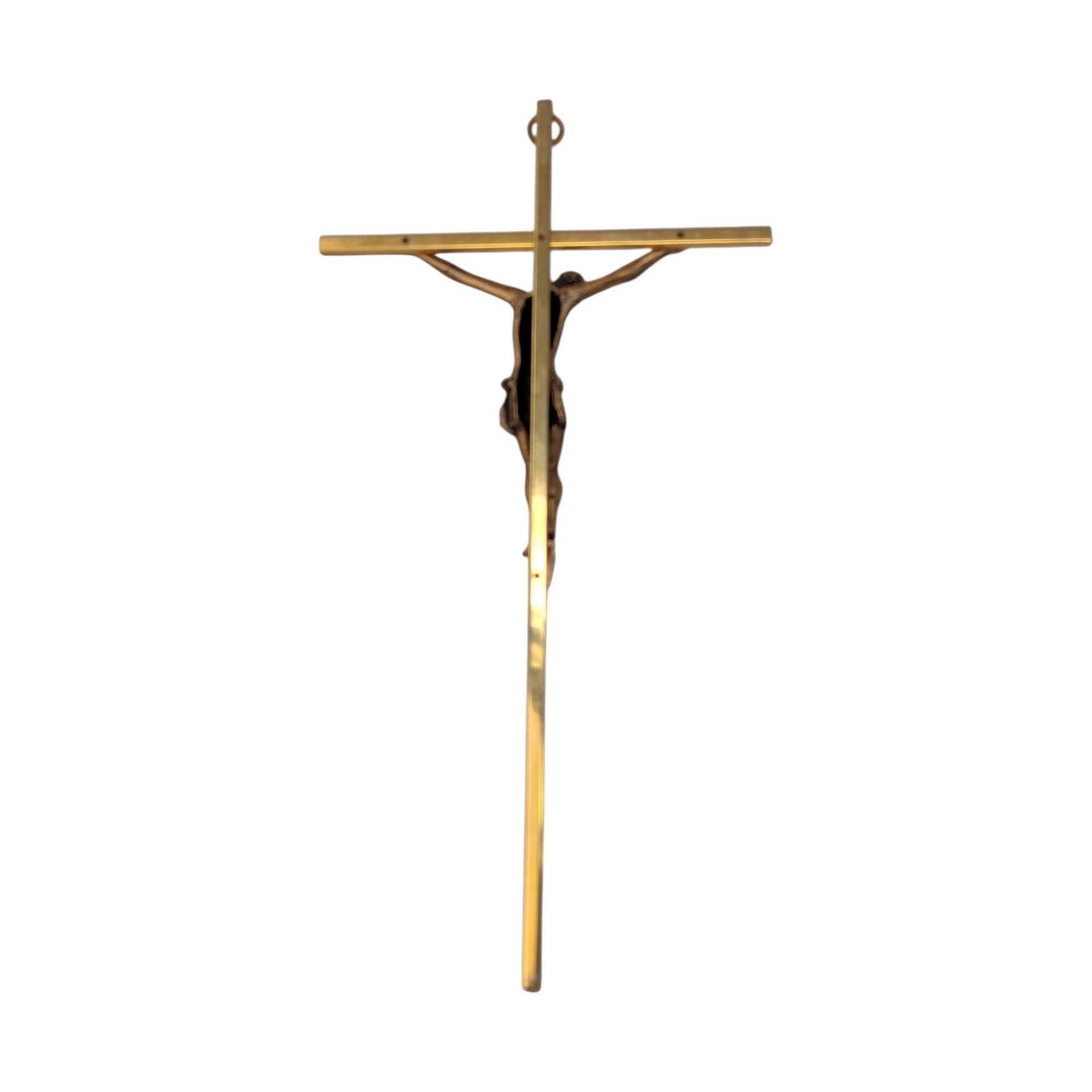 Vintage 10-Inch Gold Tone Metal Wall Crucifix INRI