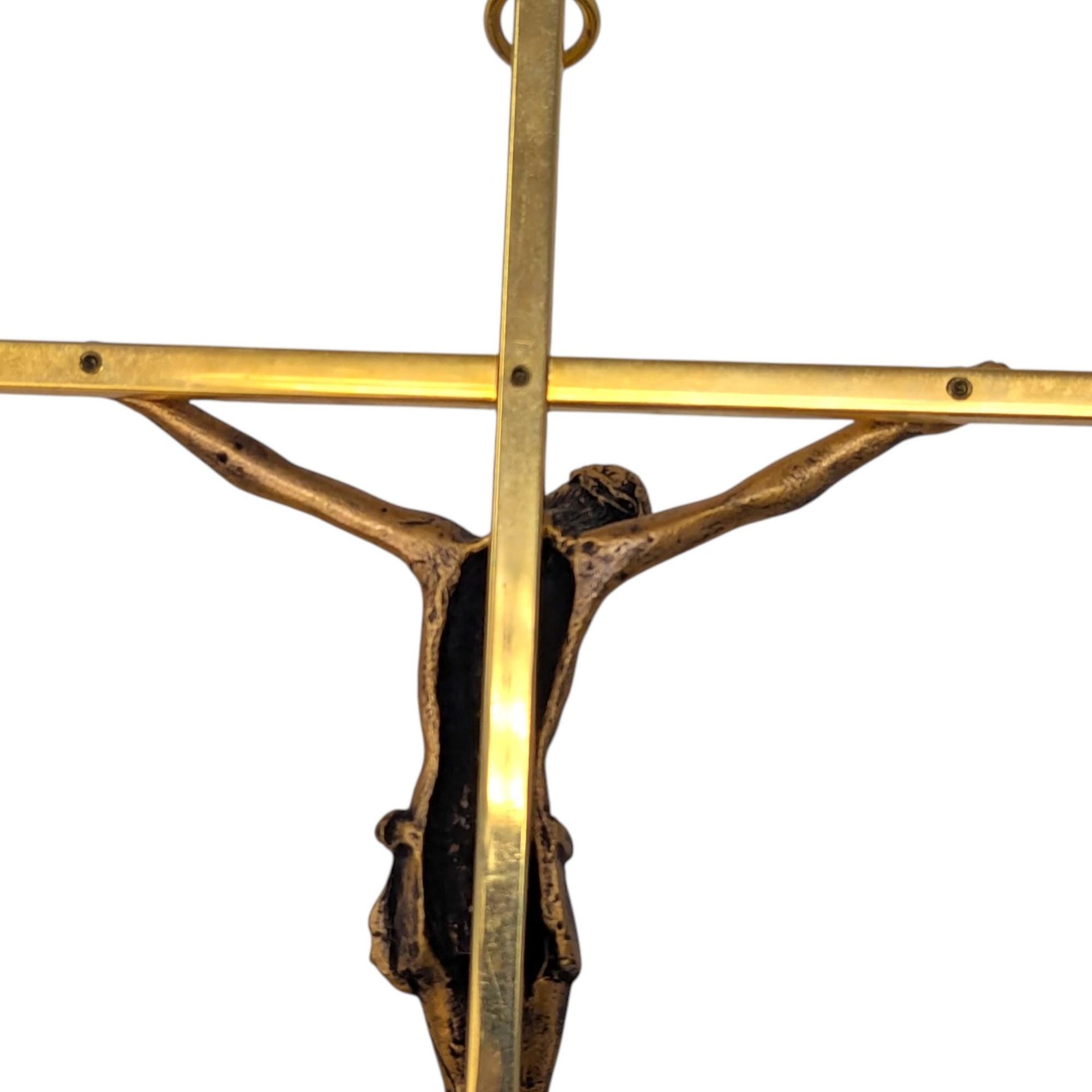 Vintage 10-Inch Gold Tone Metal Wall Crucifix INRI