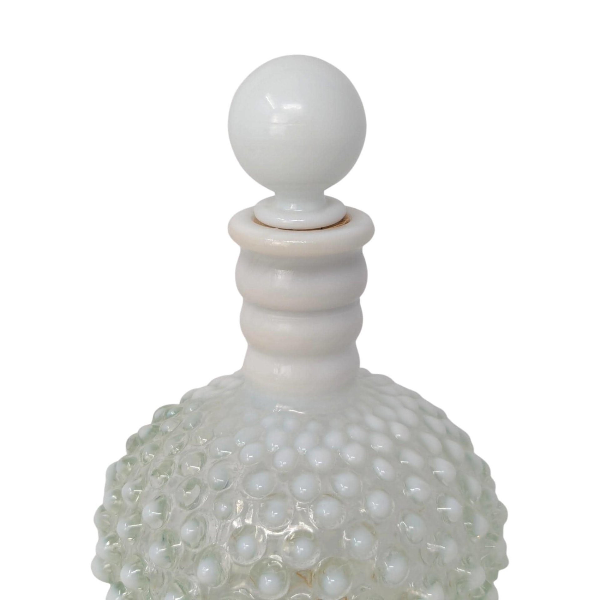 Vintage Fenton Wrisley White Milk Glass Hobnail Gardenia Cologne Bottle
