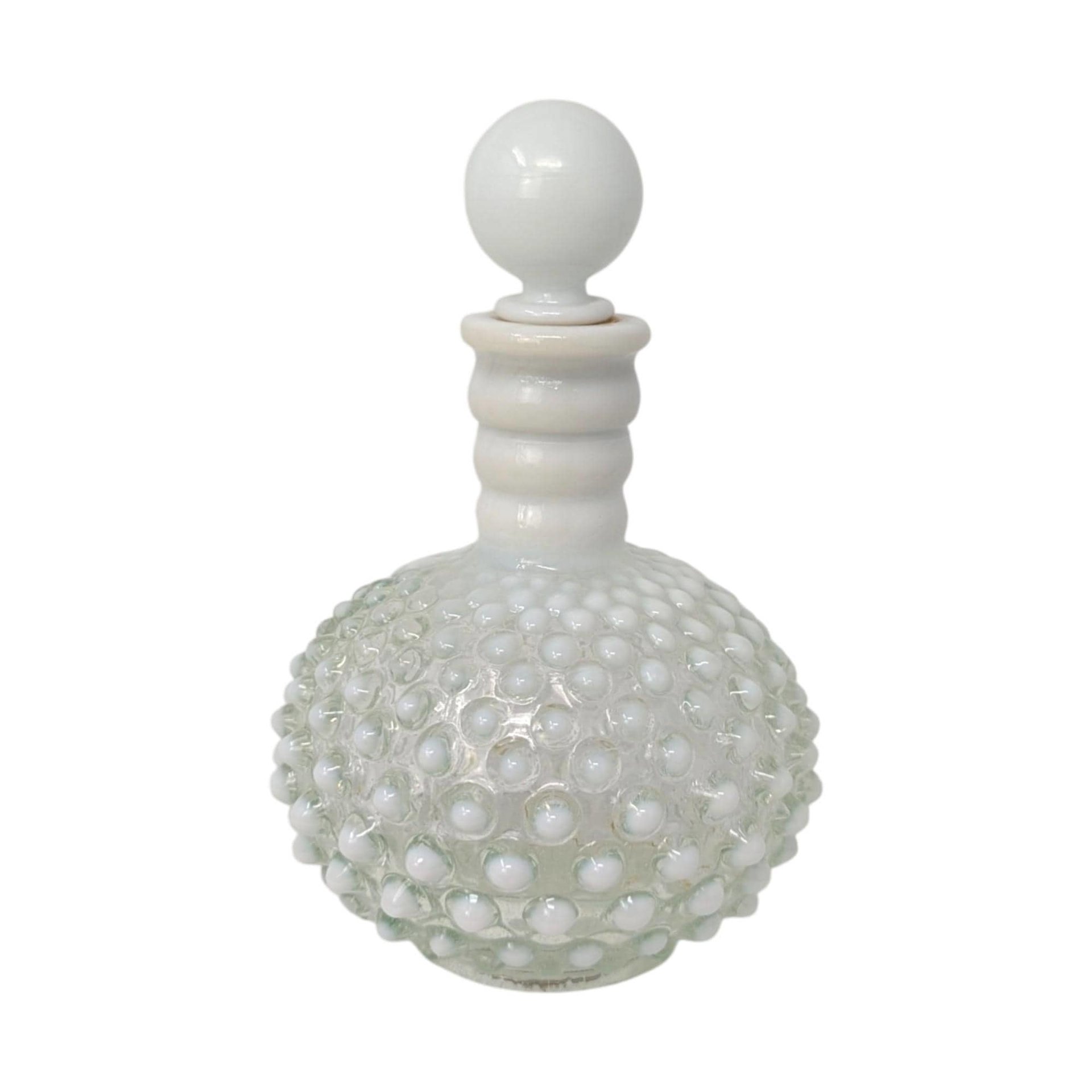 Vintage Fenton Wrisley White Milk Glass Hobnail Gardenia Cologne Bottle