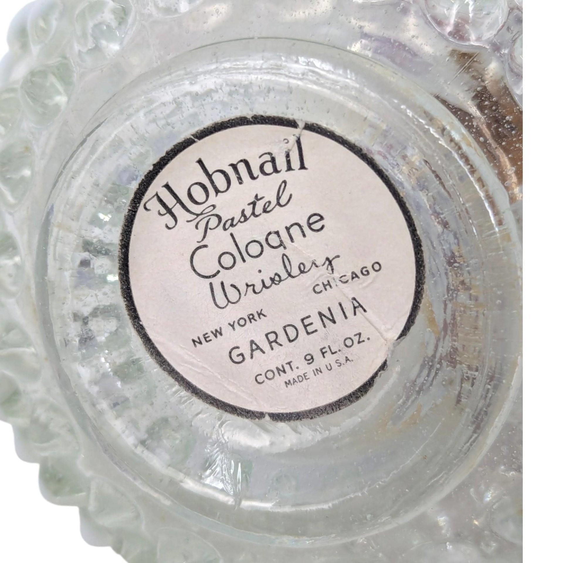 Vintage Fenton Wrisley White Milk Glass Hobnail Gardenia Cologne Bottle