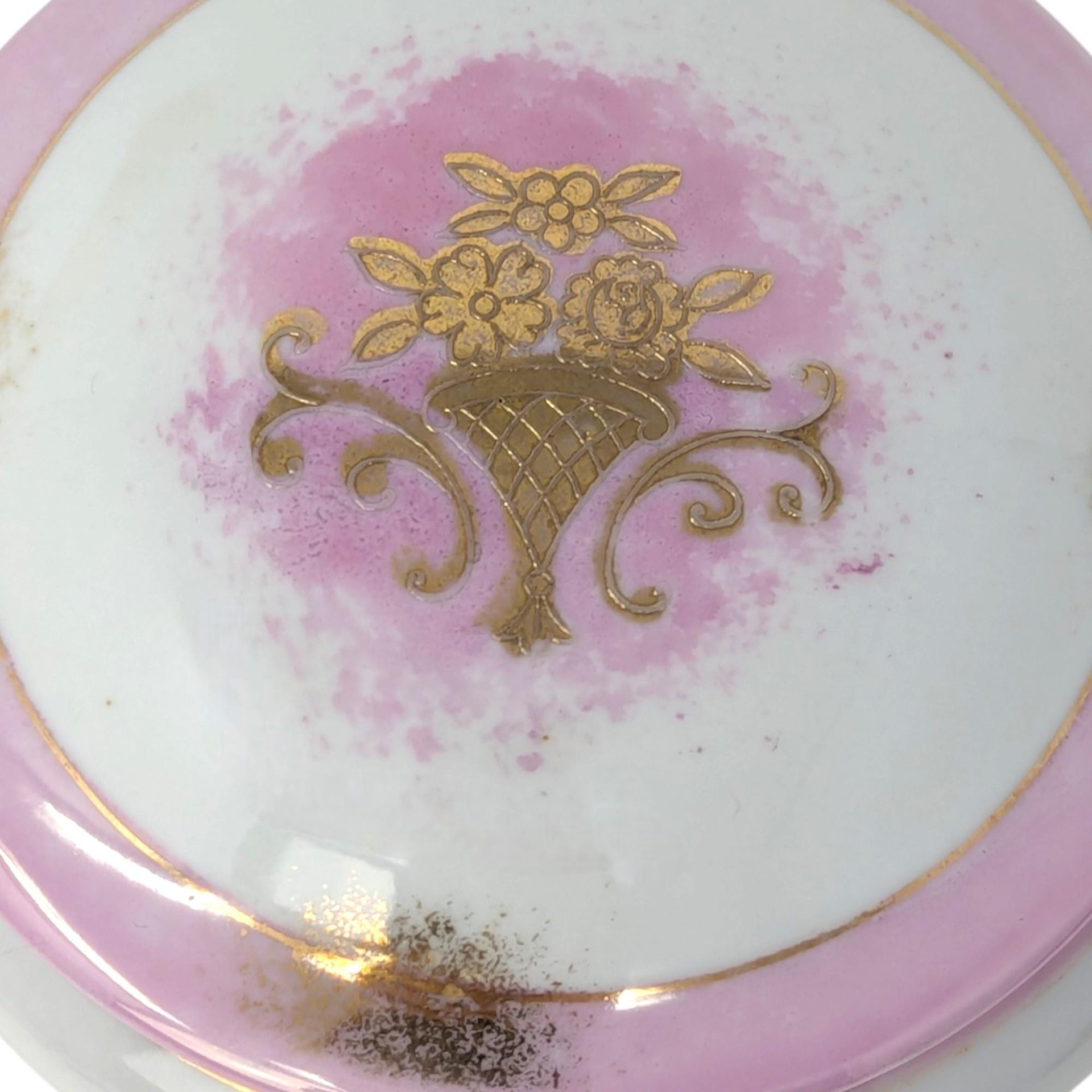 1950s Pink Porcelain Trinket Box Round – Mid-century Shabby Chic Vanity Decor Gift