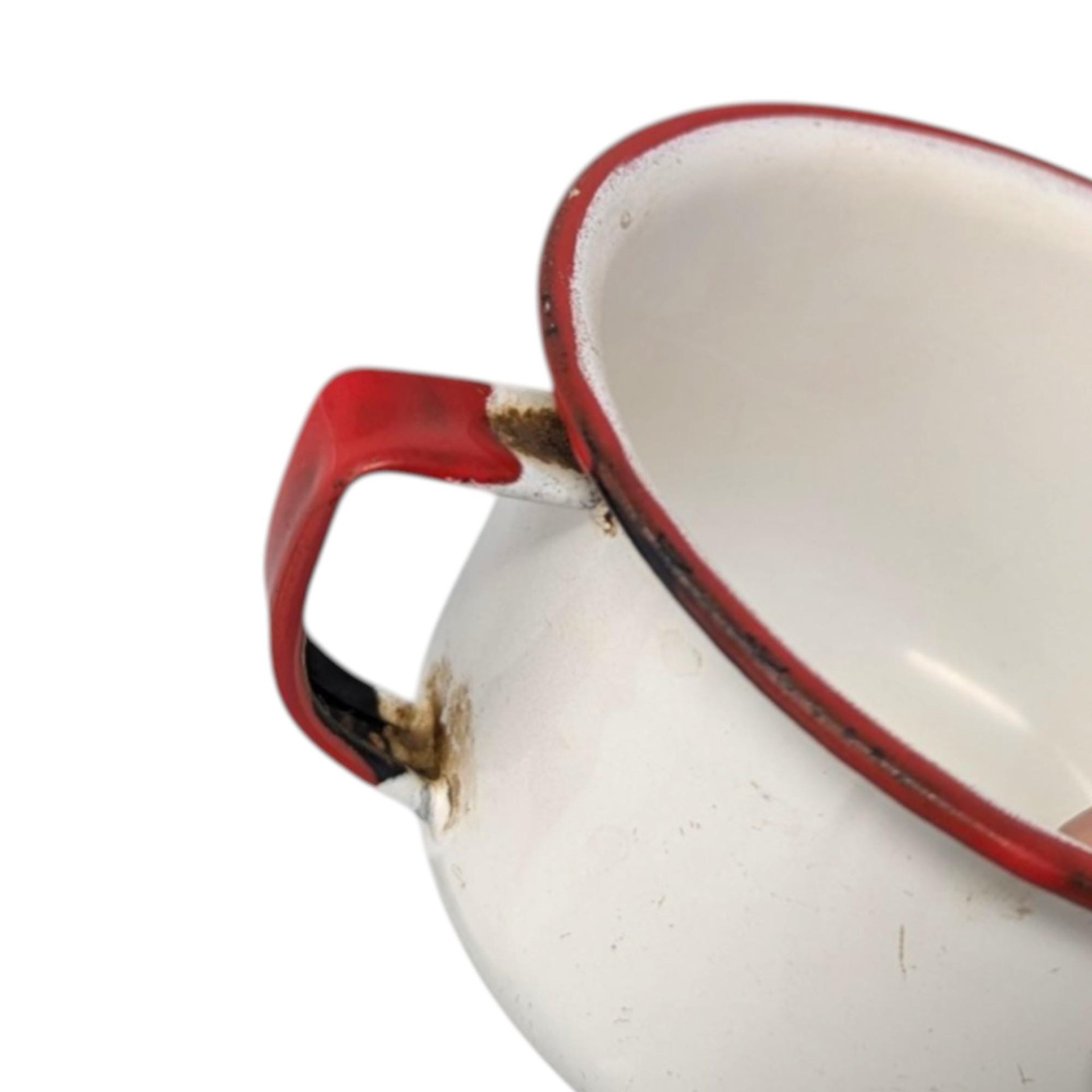 Vintage White Enamel Roaster Pan and Cups