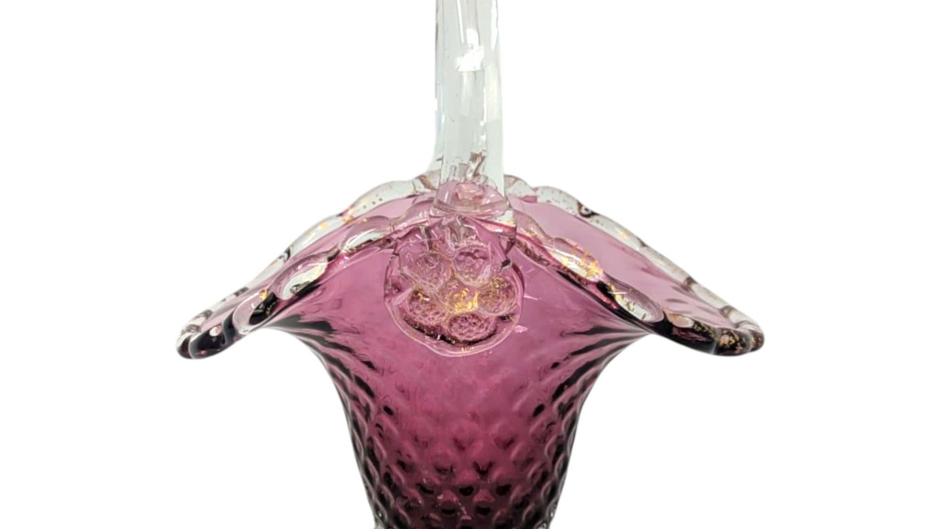 1950s Fenton Cranberry Glass Basket – Mid-century Art Glass Centerpiece