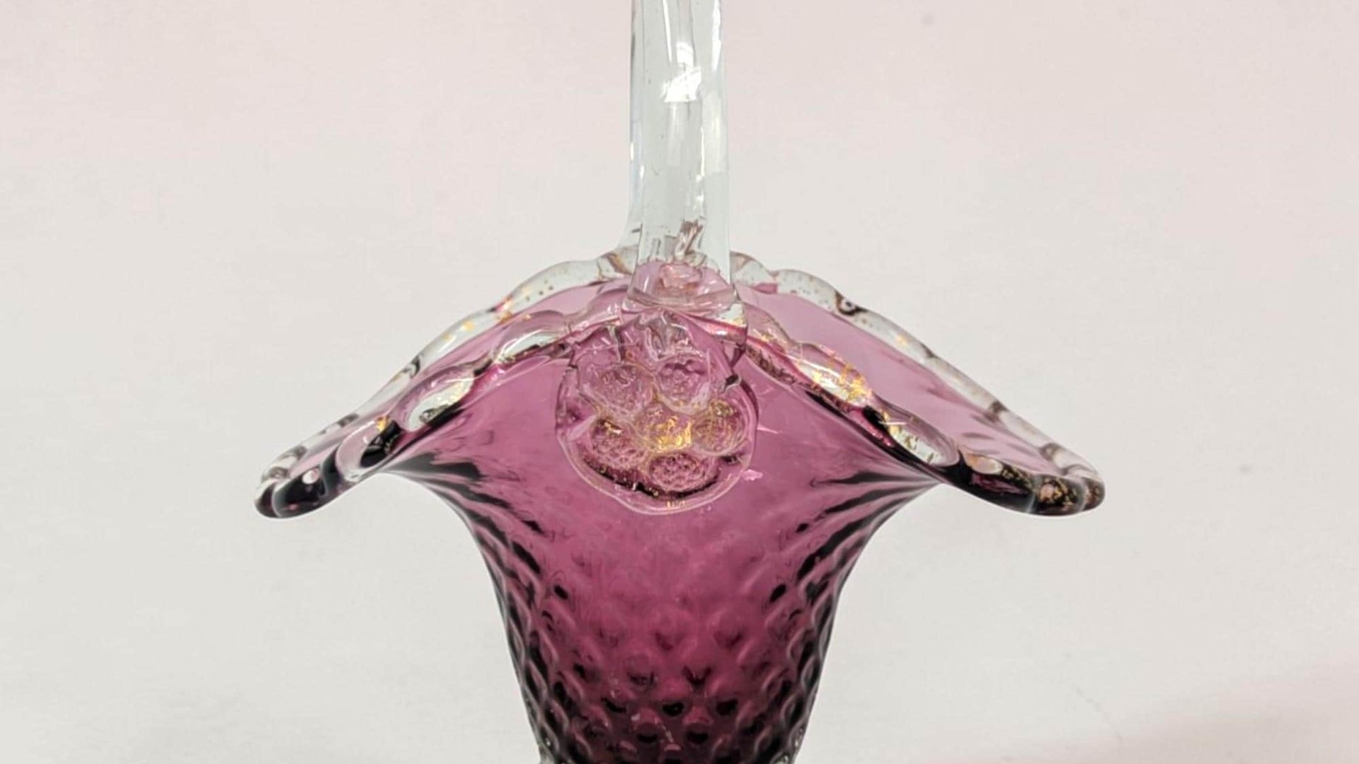 1950s Fenton Cranberry Glass Basket – Mid-century Art Glass Centerpiece