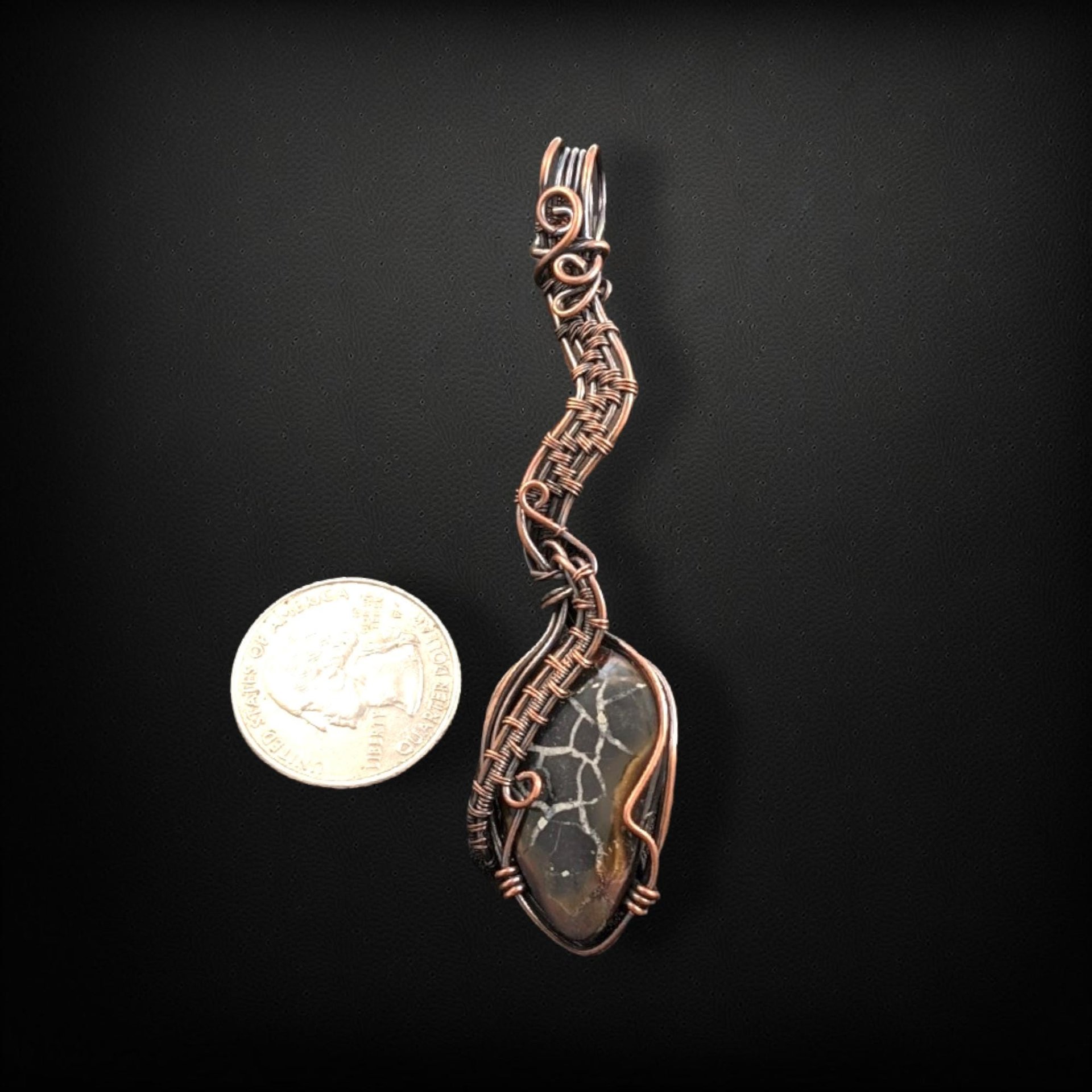 Handmade Copper Wire Wrapped Septarian Pendant