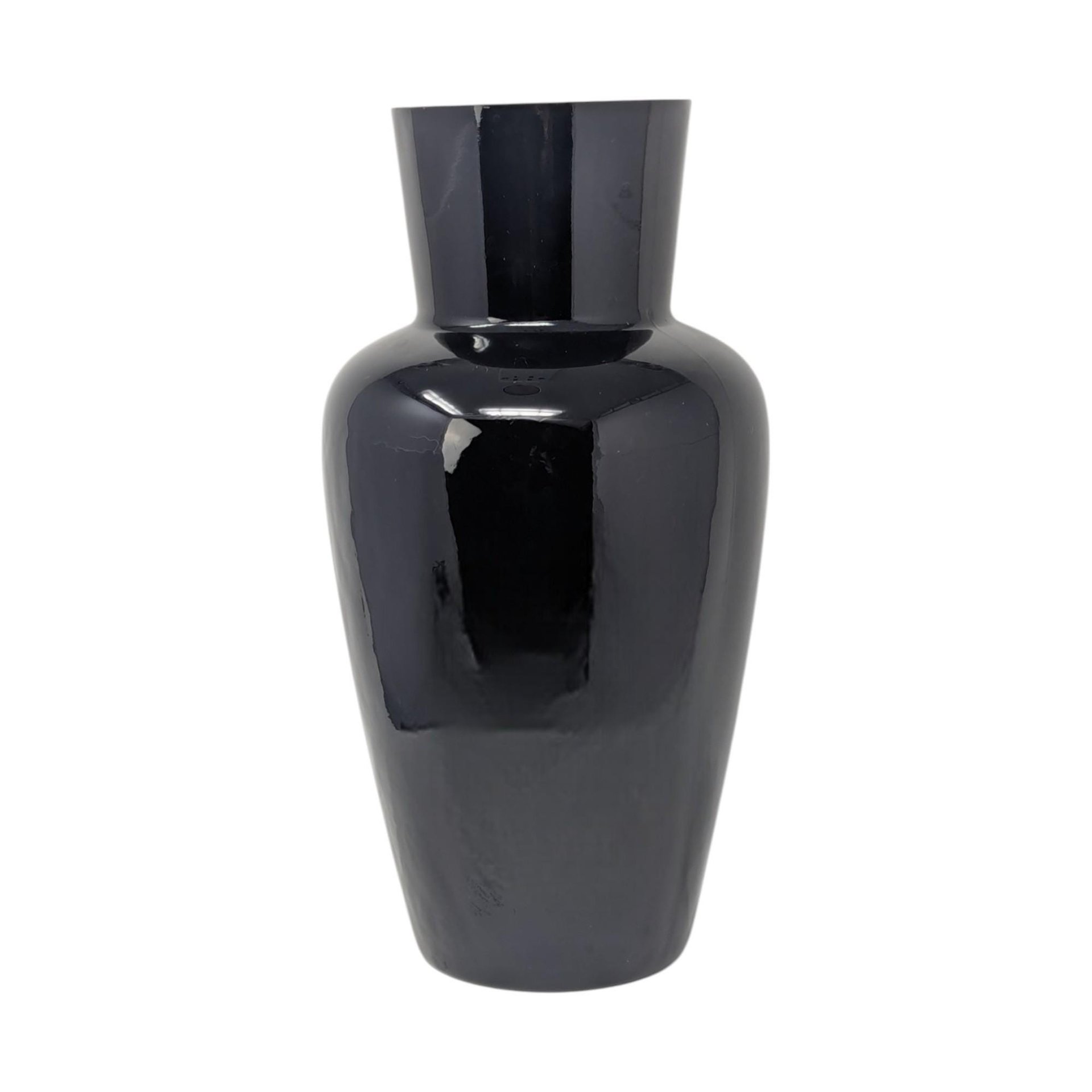 Vintage Fenton Ebony Black Glass Vase