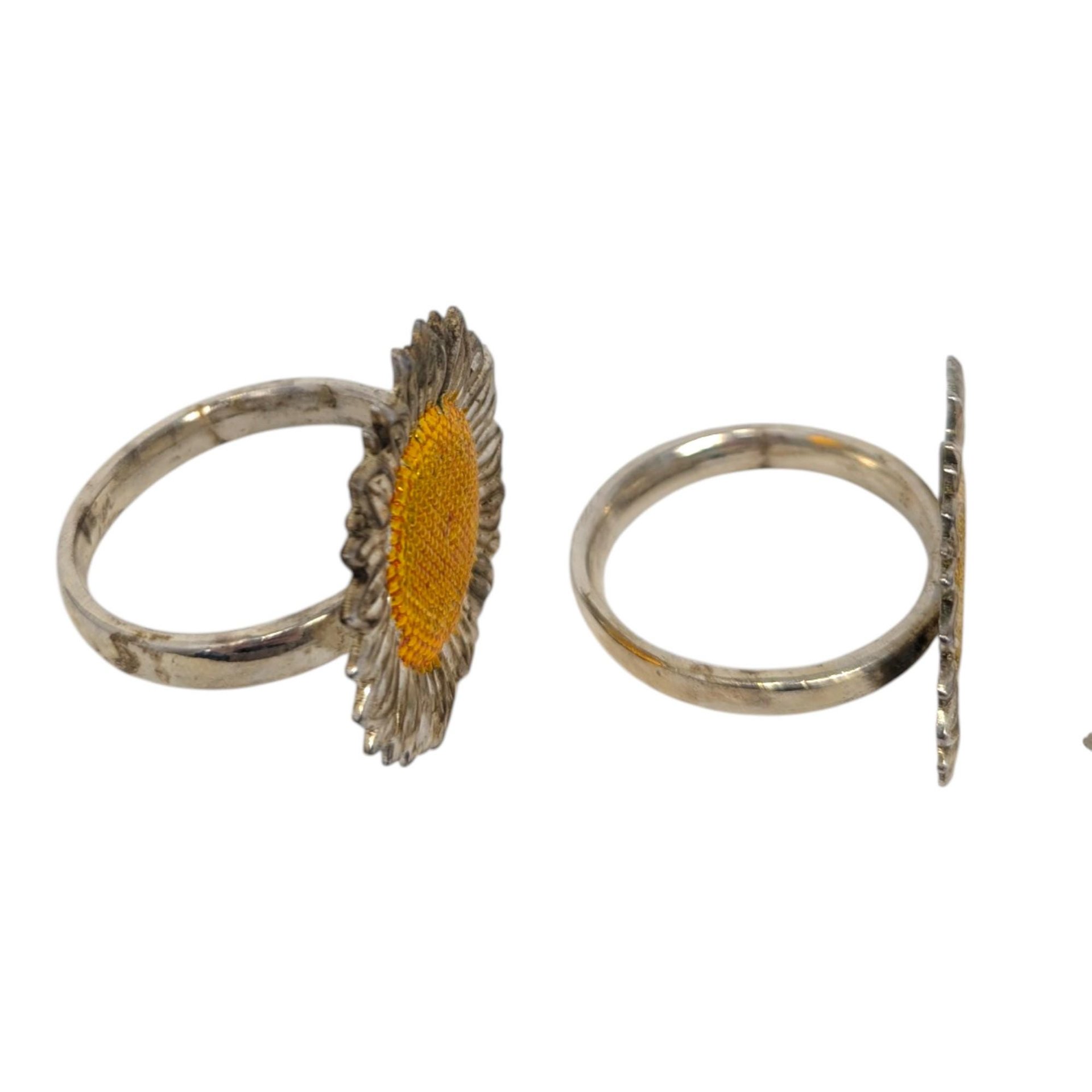 Vintage Decorator's Choice Metal Sunflower Napkin Rings