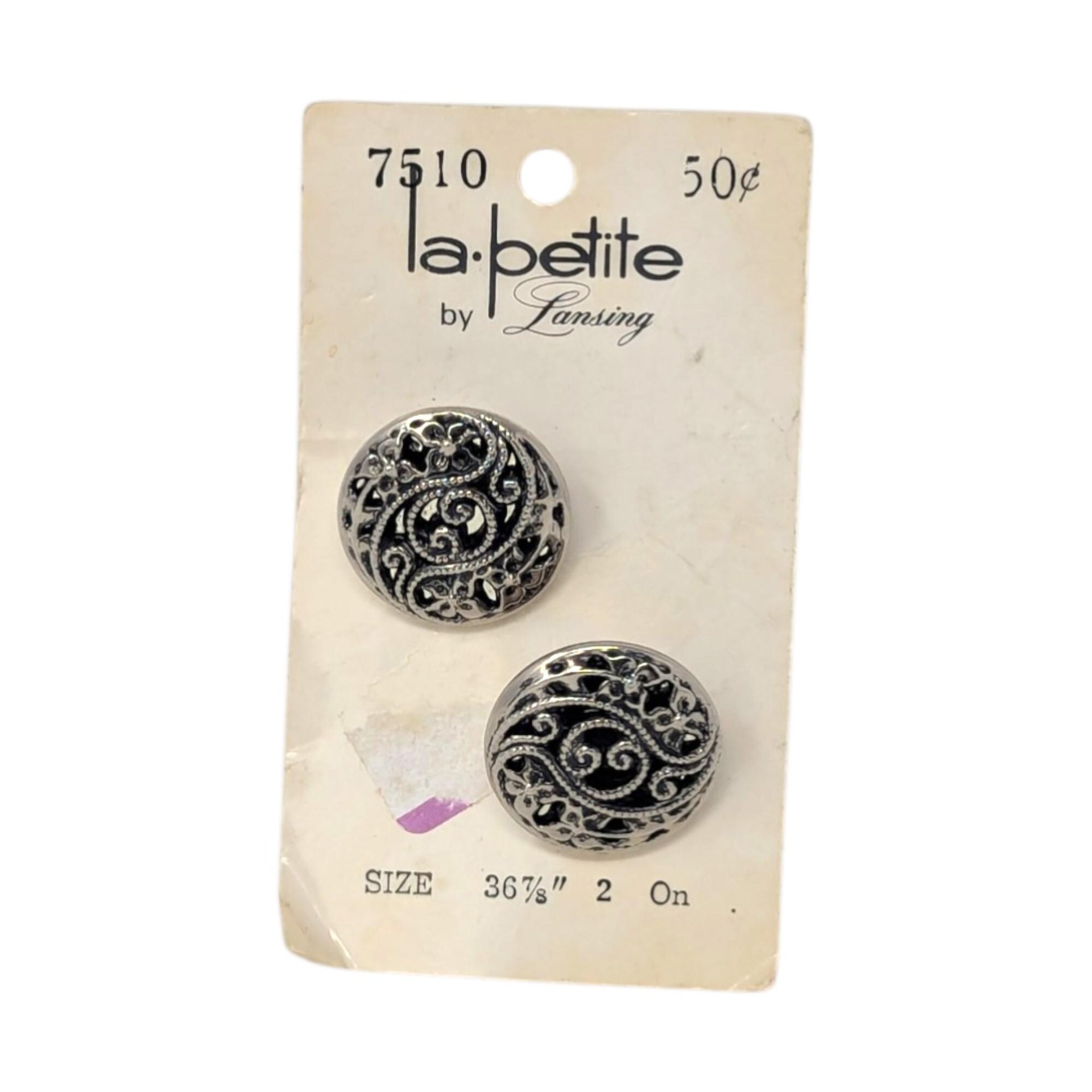 Vintage La Petite Silver Tone Filigree Buttons
