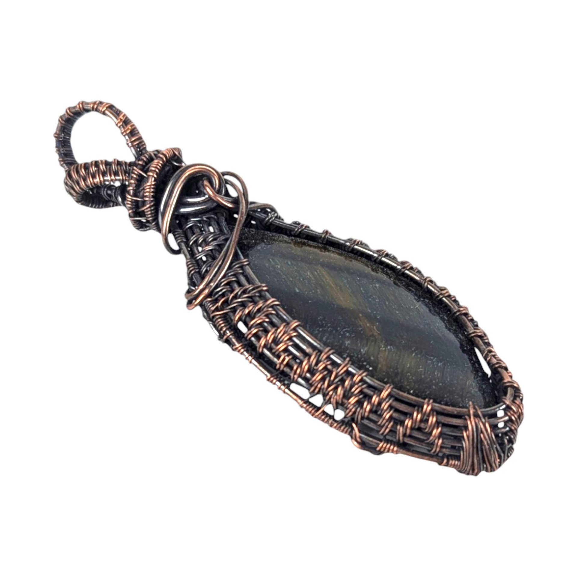Handmade Tiger's Eye Copper Wire Wrapped Pendant