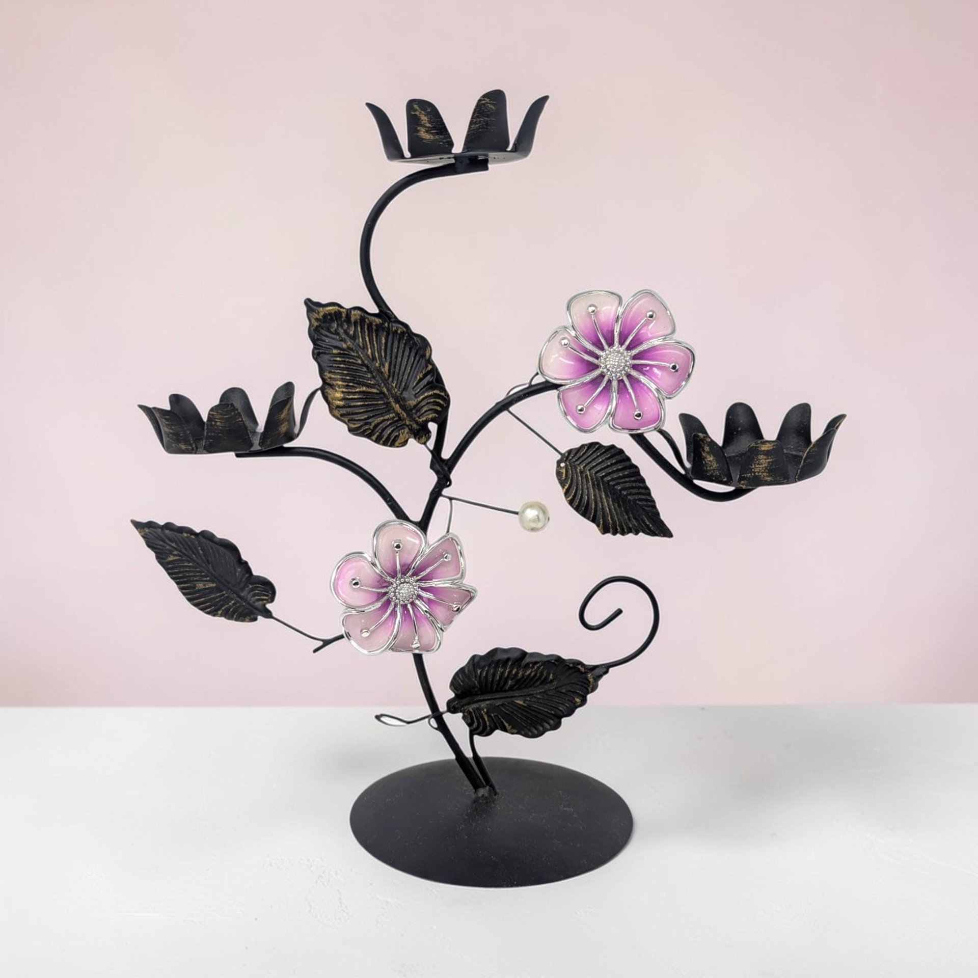 Vintage Floral Metal Votive Candelabra