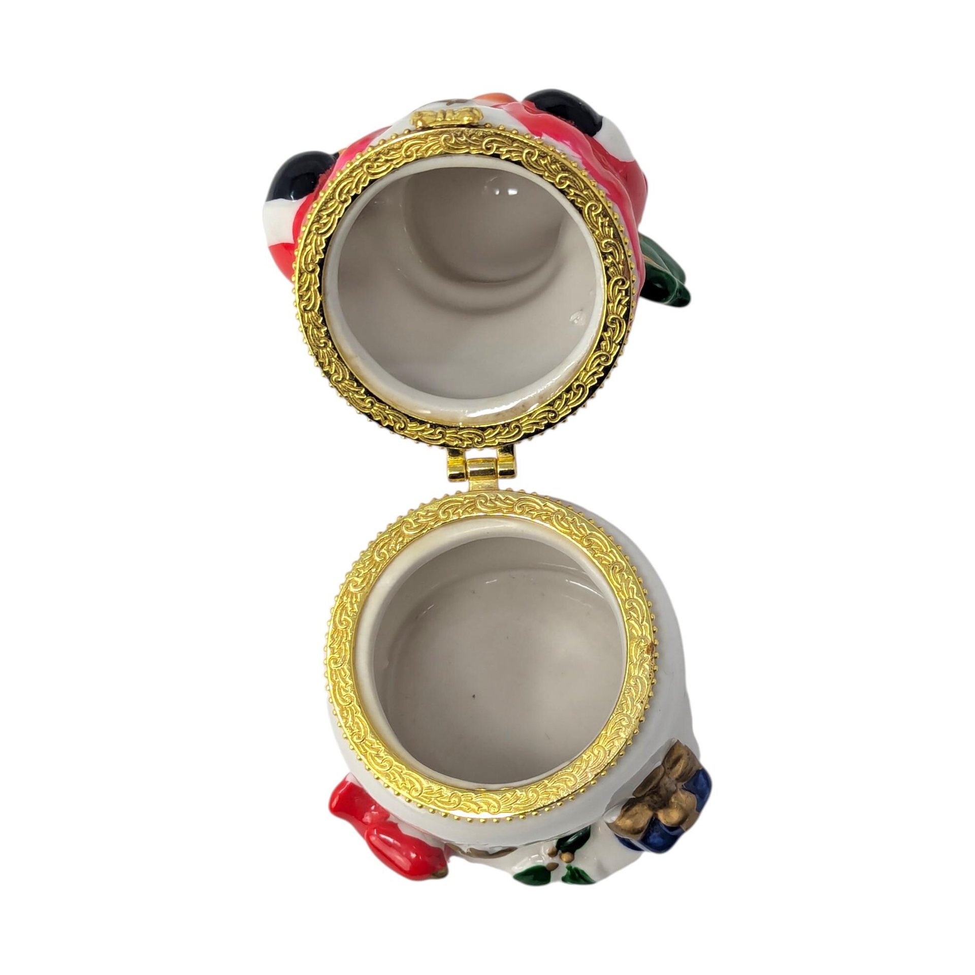 Vintage Ceramic Snowman Holiday Trinket Box