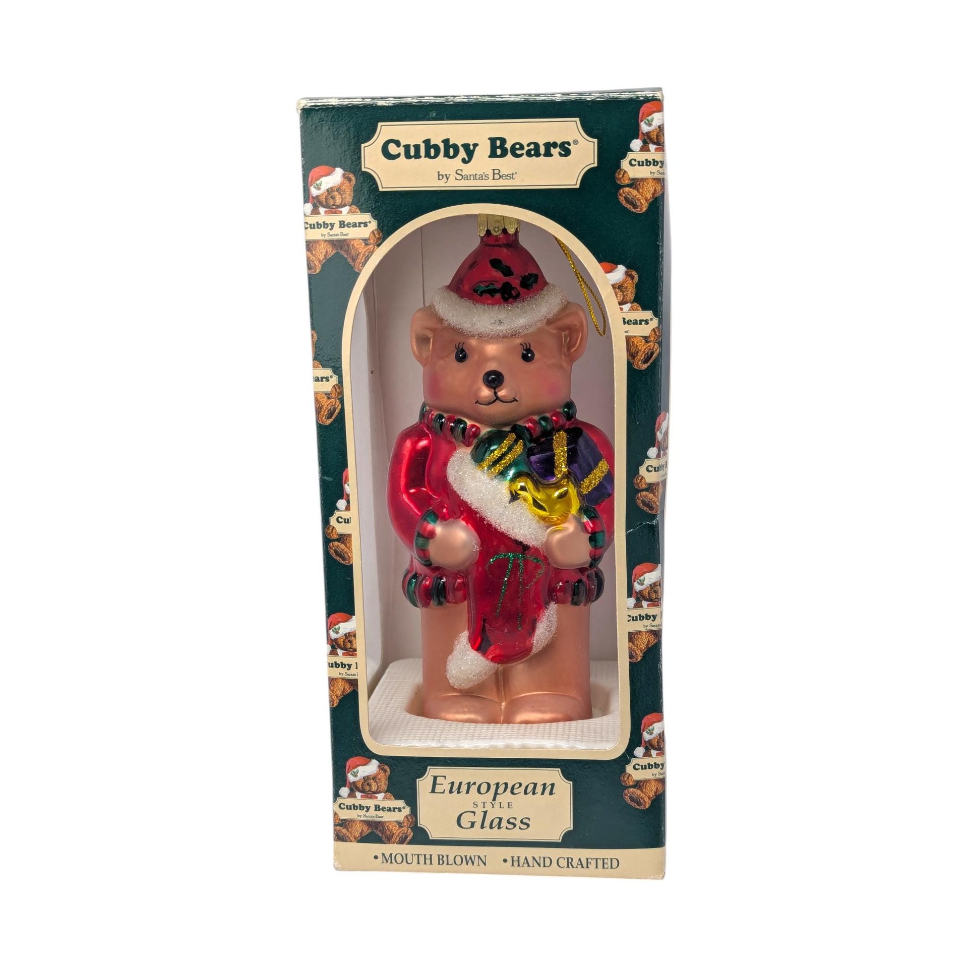 1997 Cubby Bear European Mouth Blown Glass Ornament