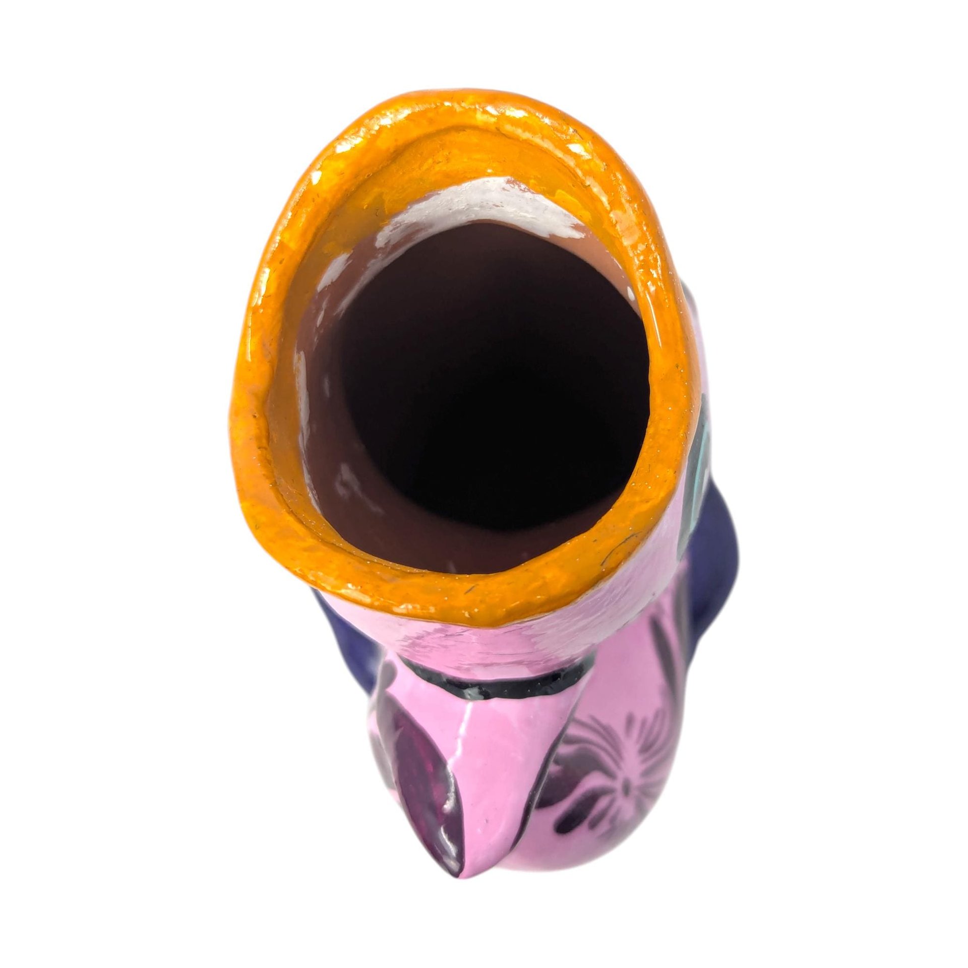 Vintage Mexican Pottery Hand Painted Fish Vase