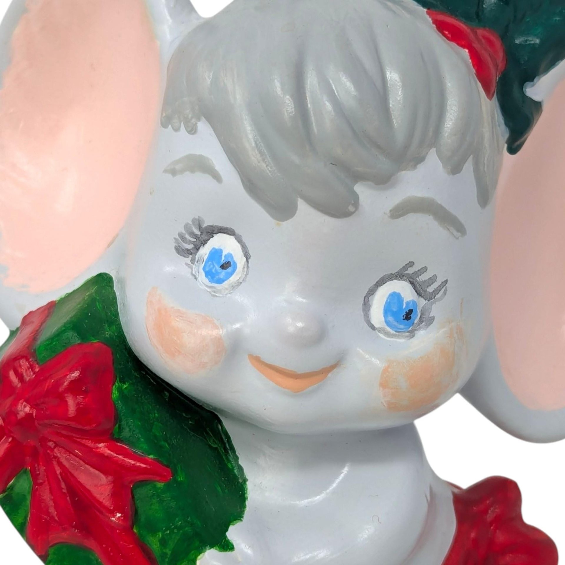 Vintage Ceramic Christmas Mouse Figurine