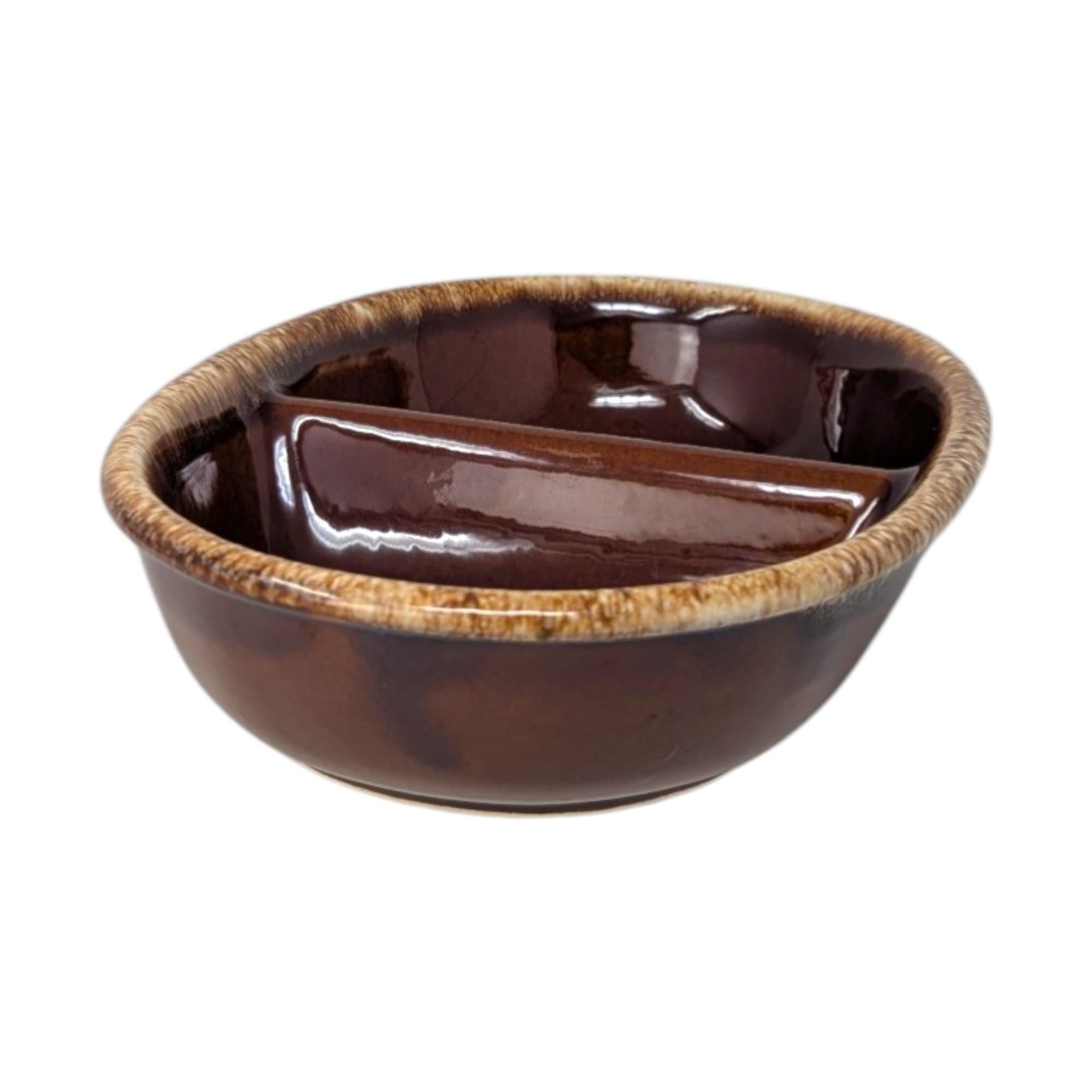 Vintage Hull Brown Drip Divided Casserole