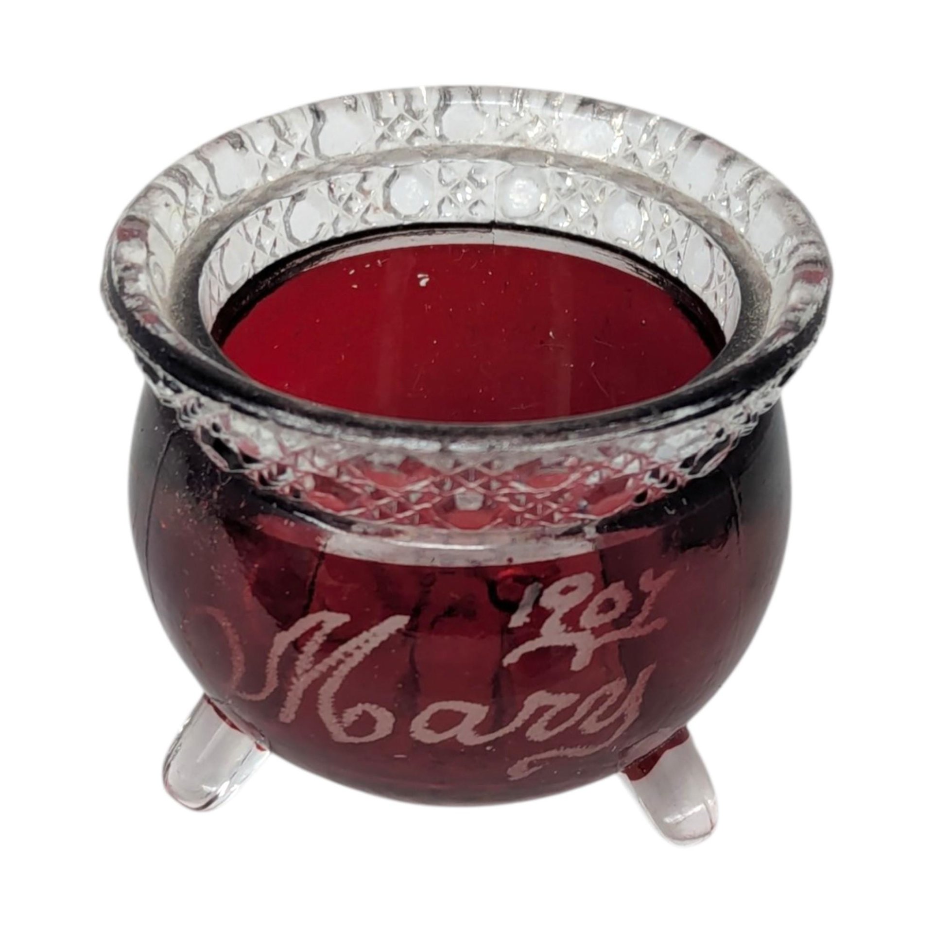 Antique 1907 Ruby Flash Glass Witch Kettle