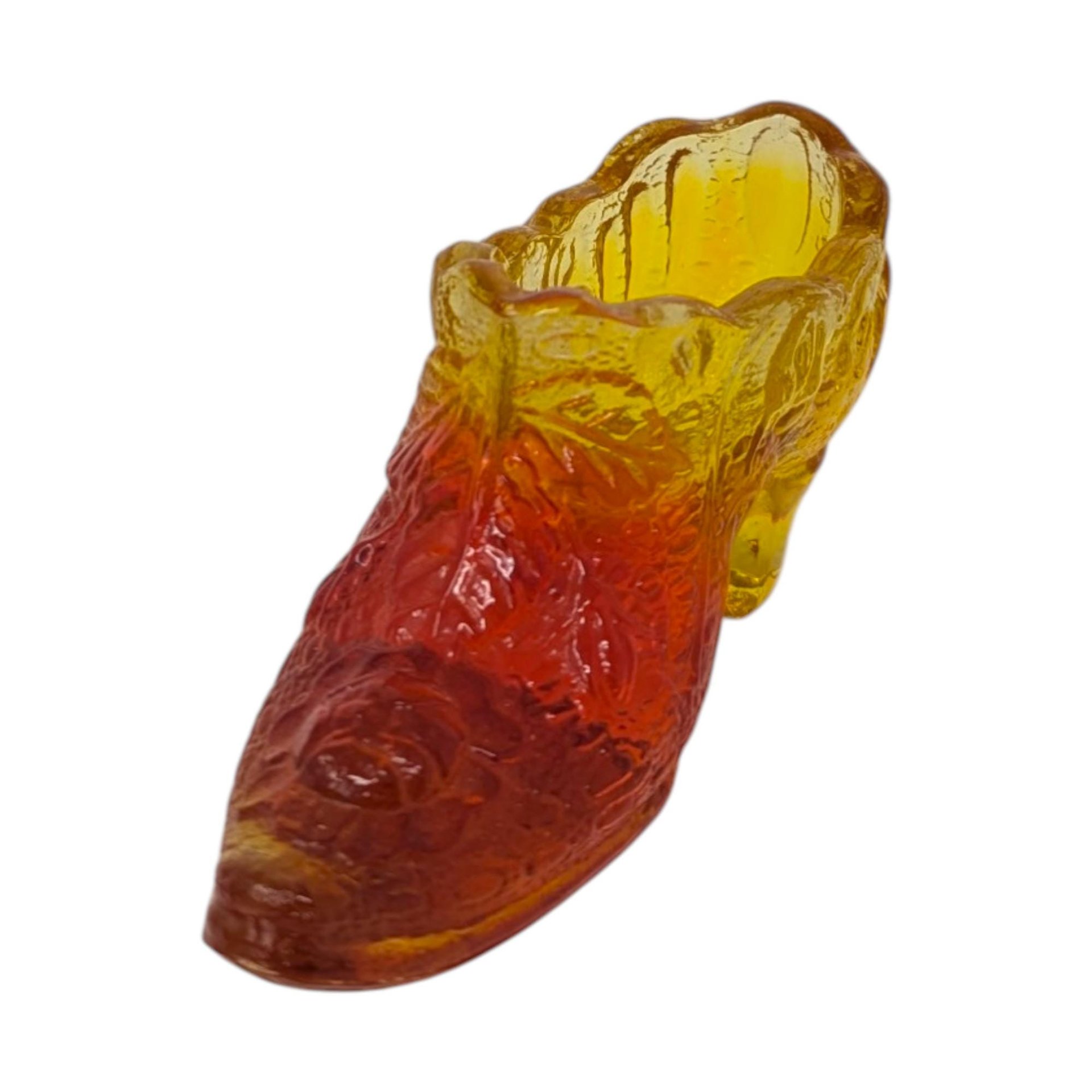 Vintage Fenton Amberina Glass Shoe