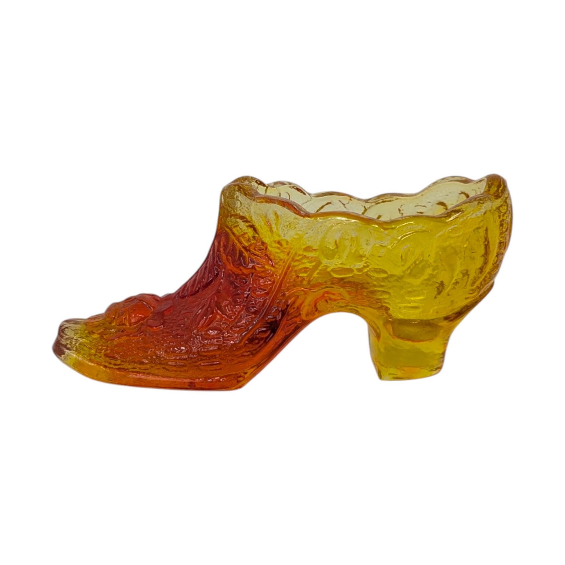 Vintage Fenton Amberina Glass Shoe
