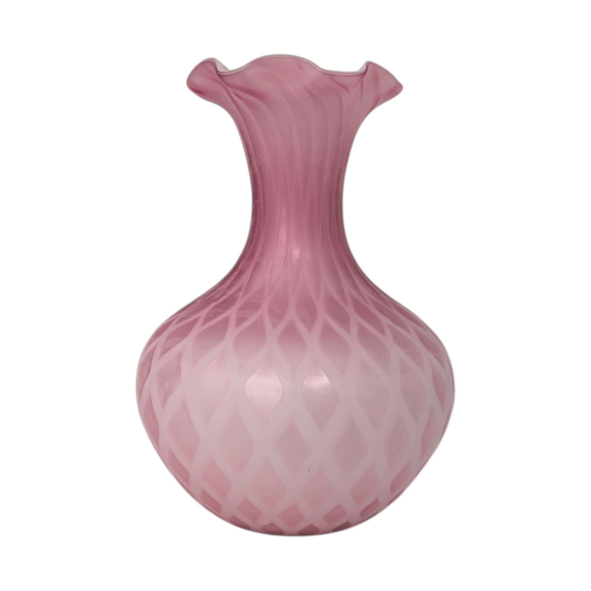 Murano Pink Diamond Quilt Vase