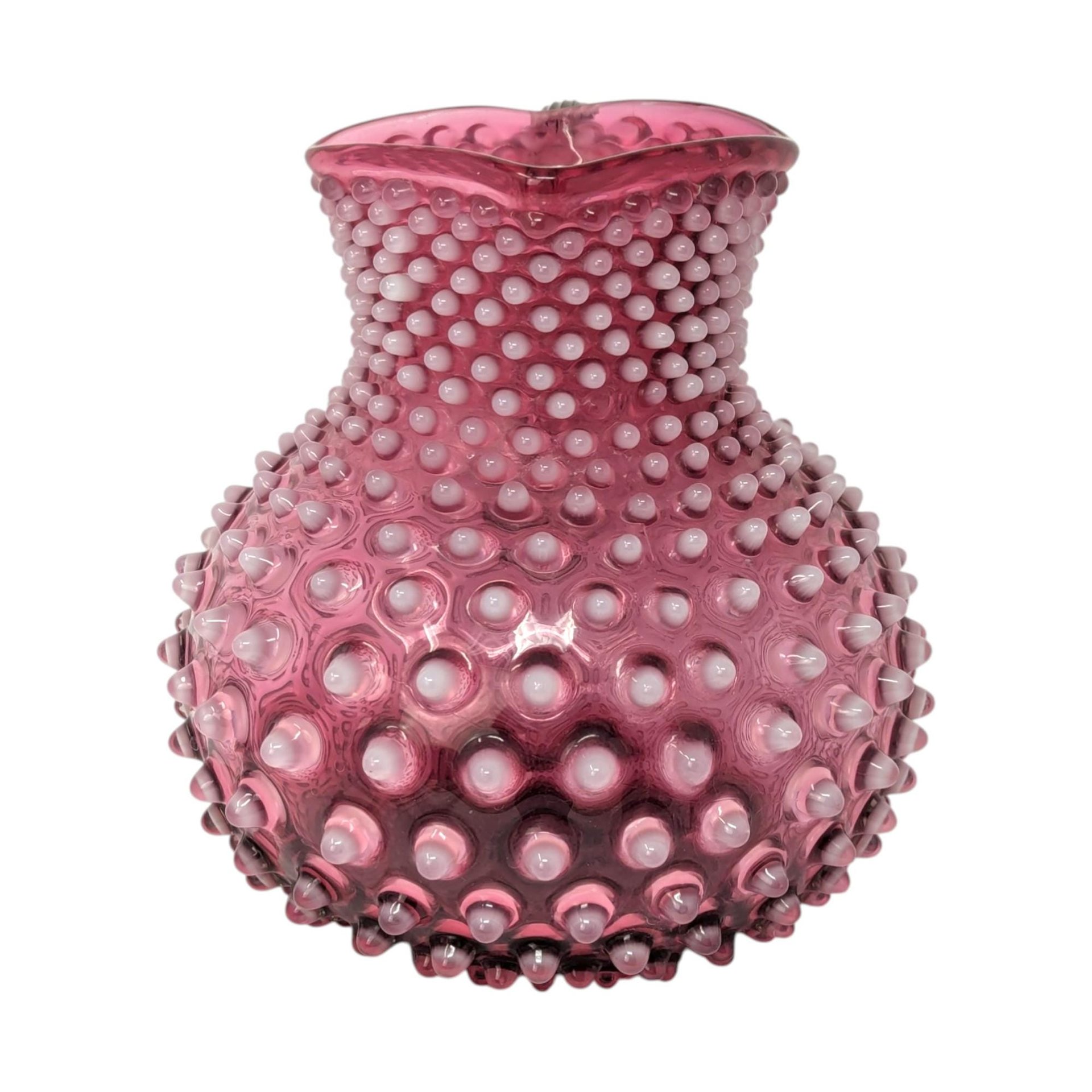 Cranberry Hobnail Glass Pitcher