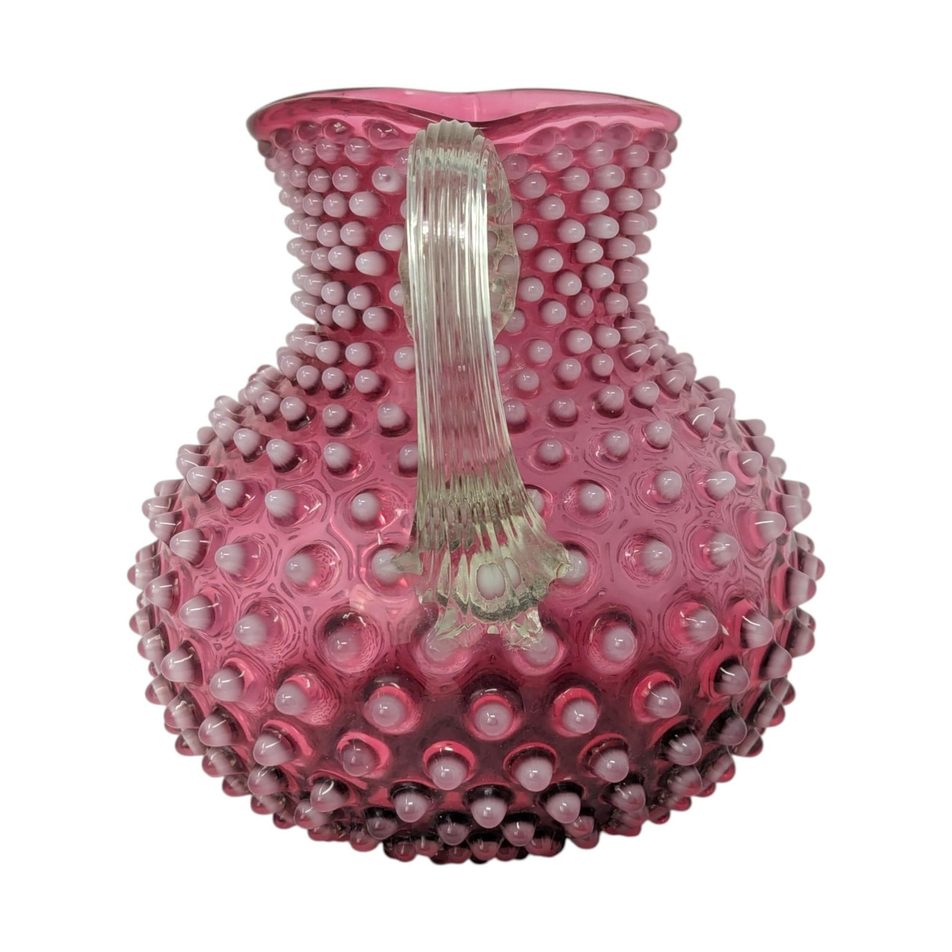 Cranberry Hobnail Glass Pitcher