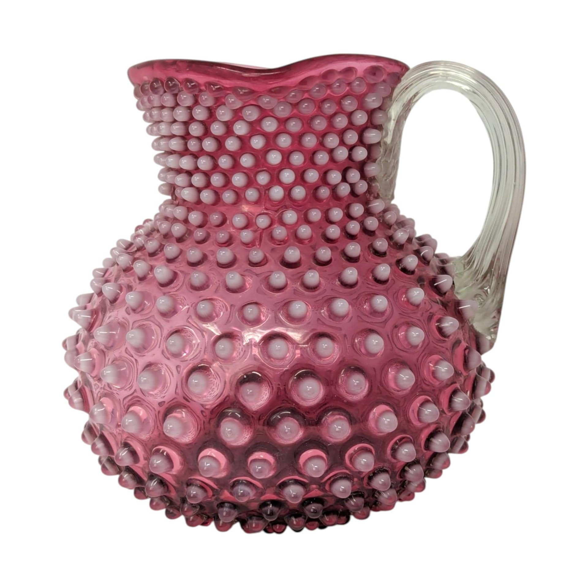 Cranberry Hobnail Glass Pitcher