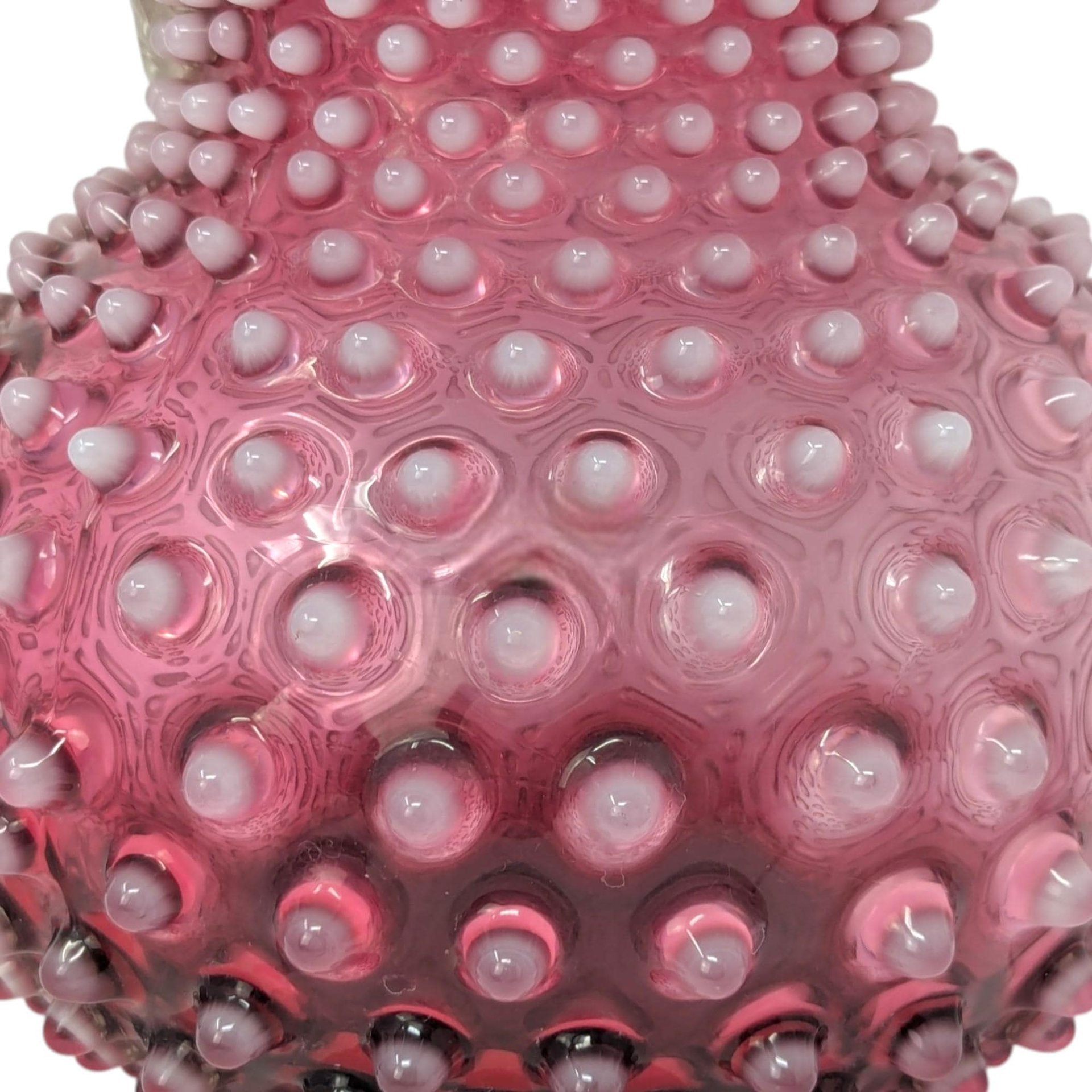 Cranberry Hobnail Glass Pitcher