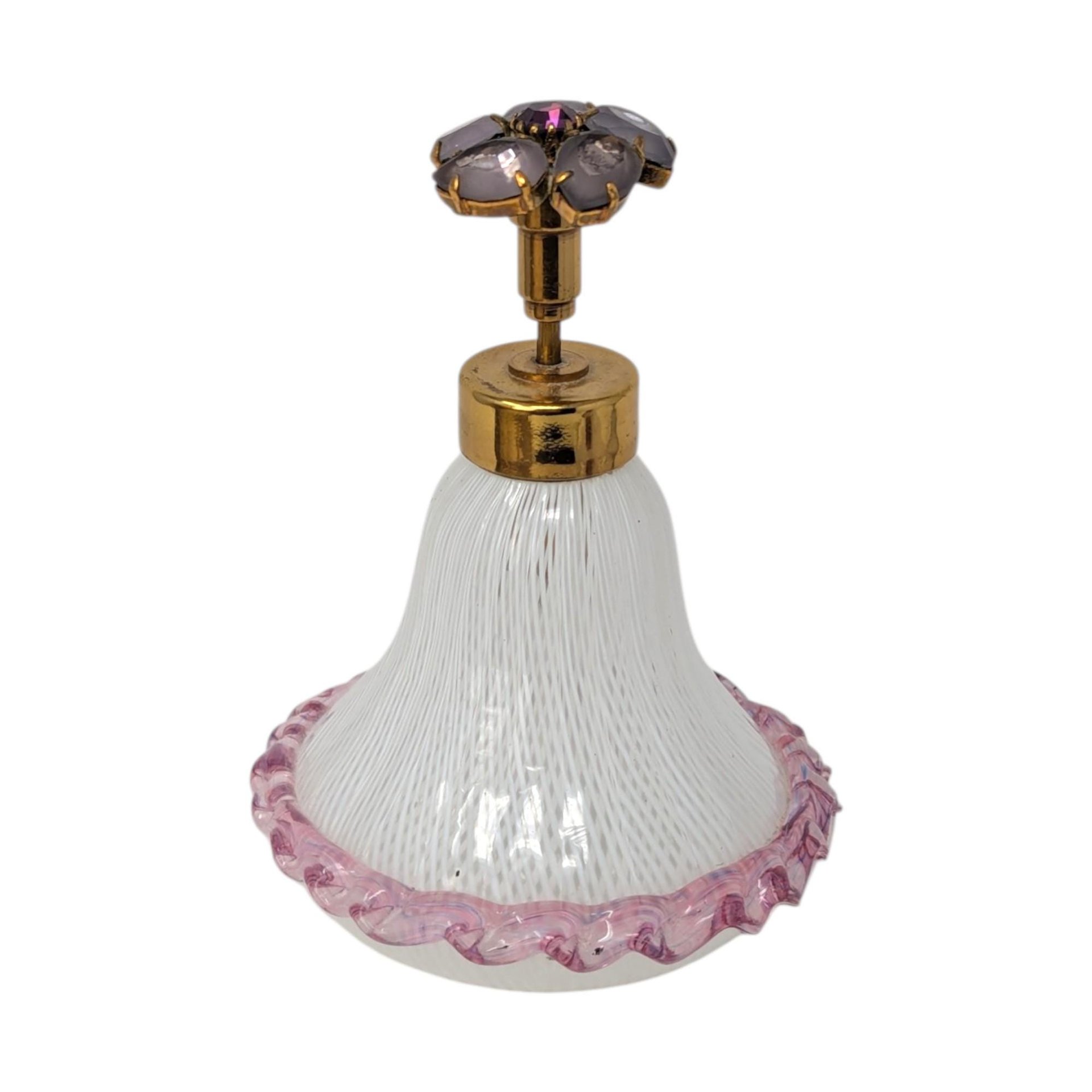 Murano Latticino Art Glass Perfume Bottle