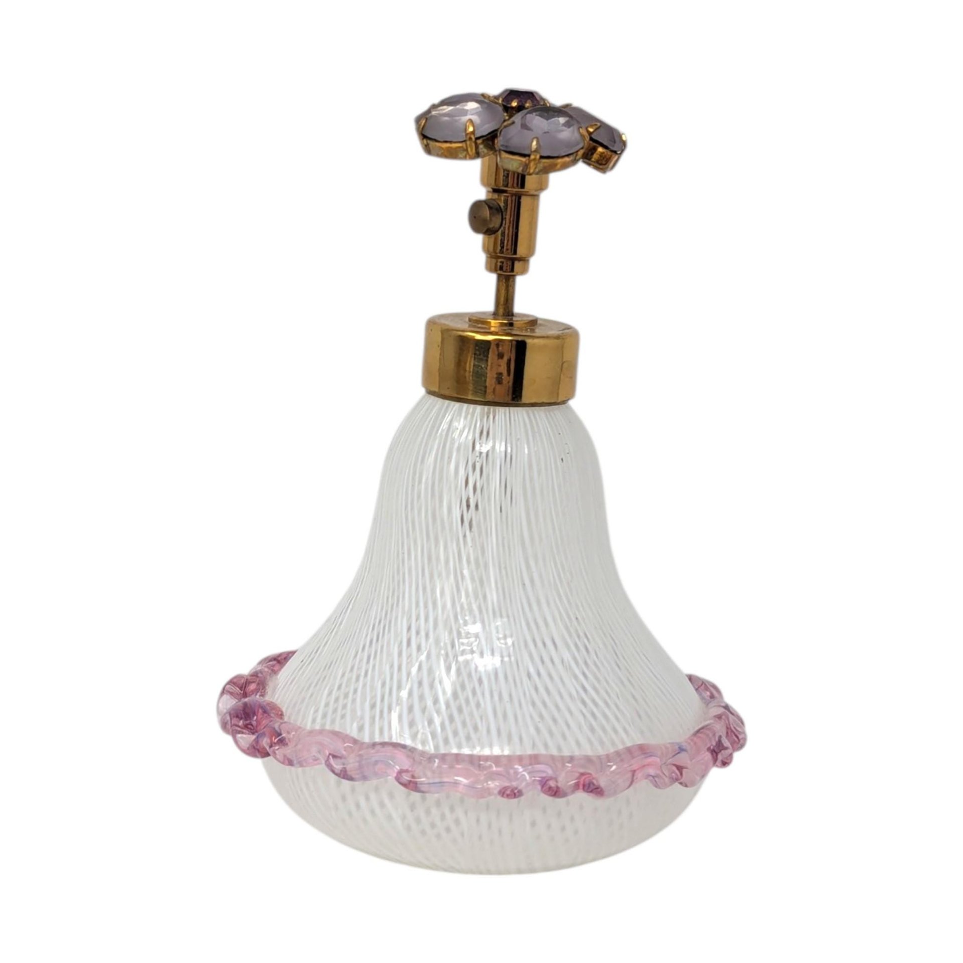 Murano Latticino Art Glass Perfume Bottle