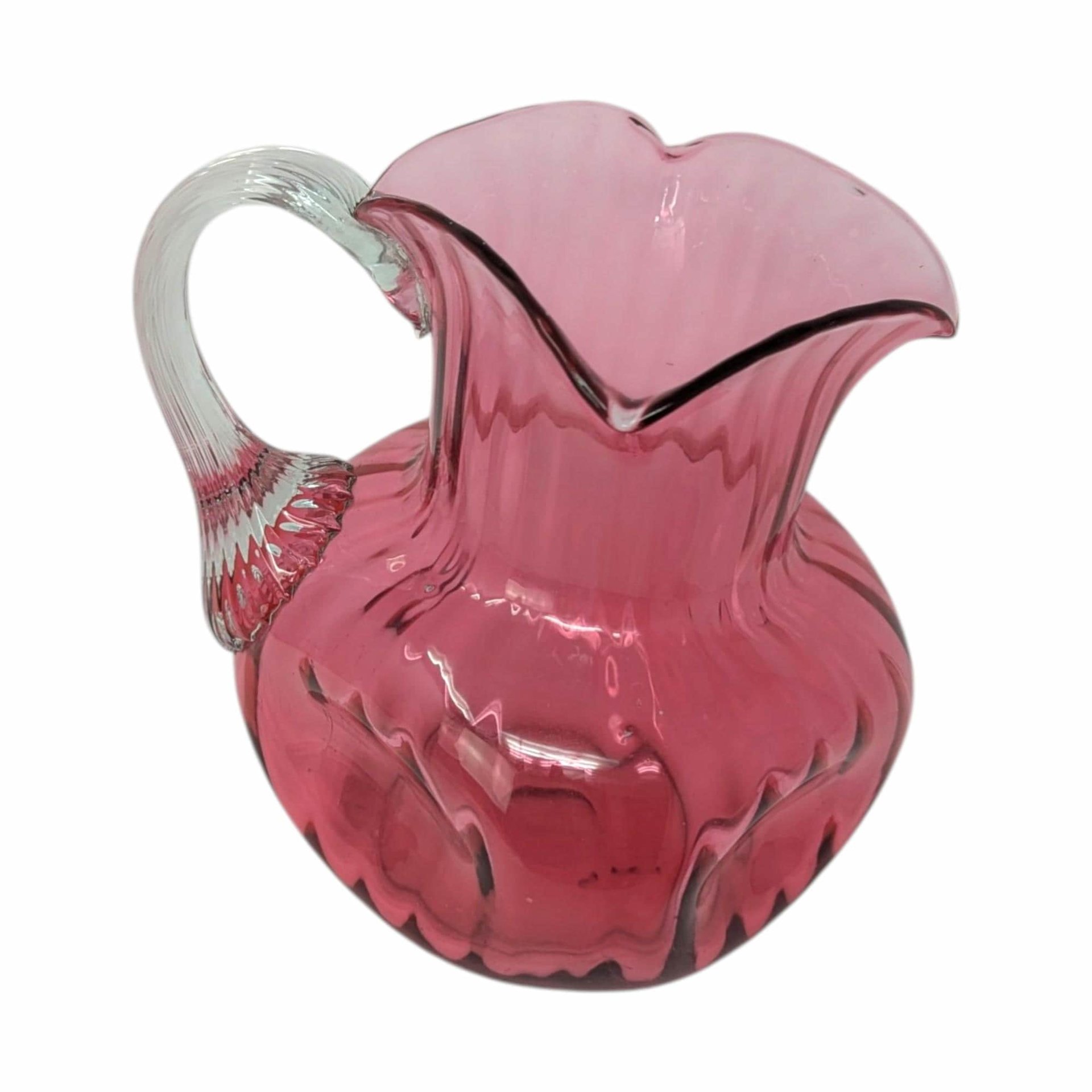 Antique Cranberry Glass Pitcher – Victorian Hand Blown Art Glass Tableware