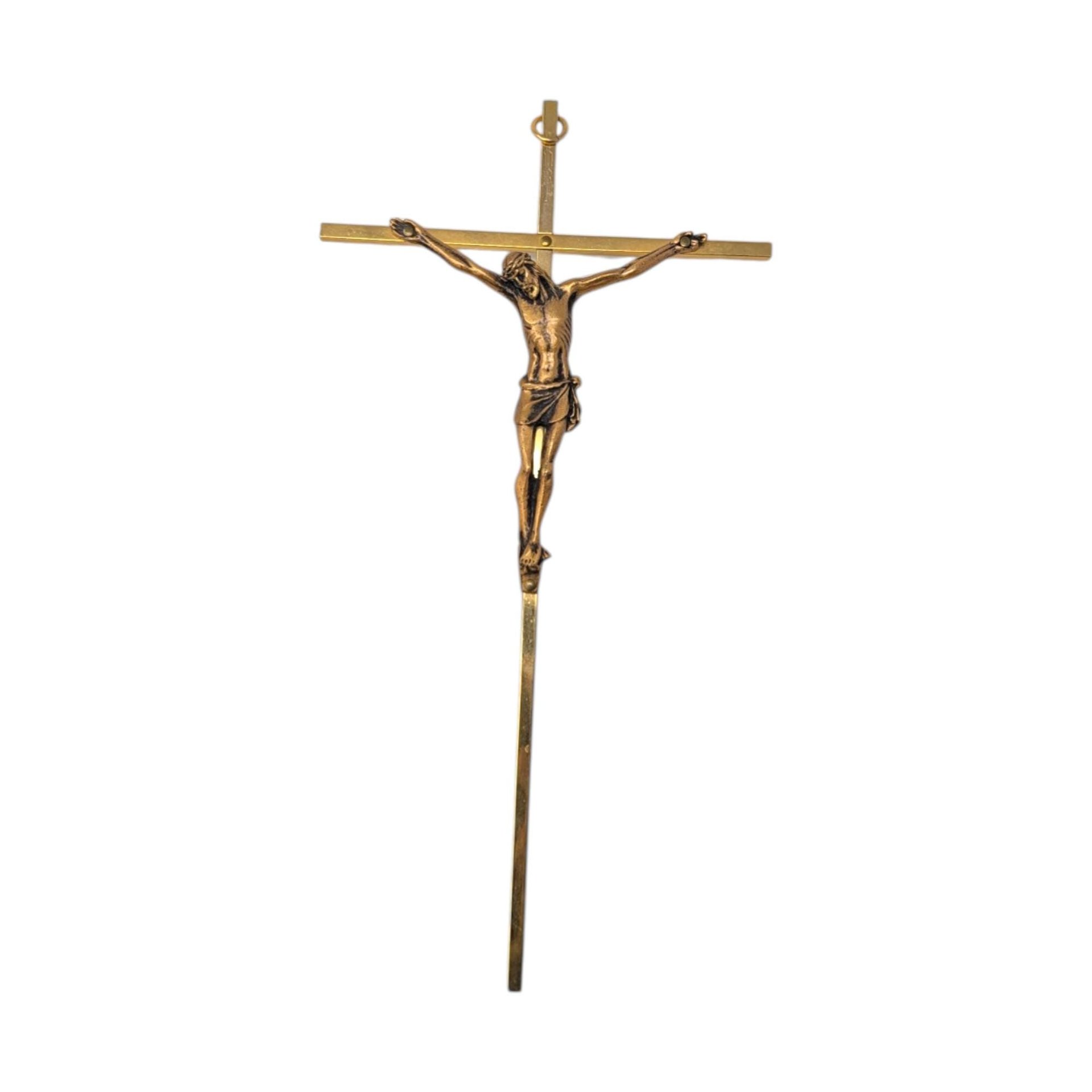 Vintage 10-Inch Gold Tone Metal Wall Crucifix INRI