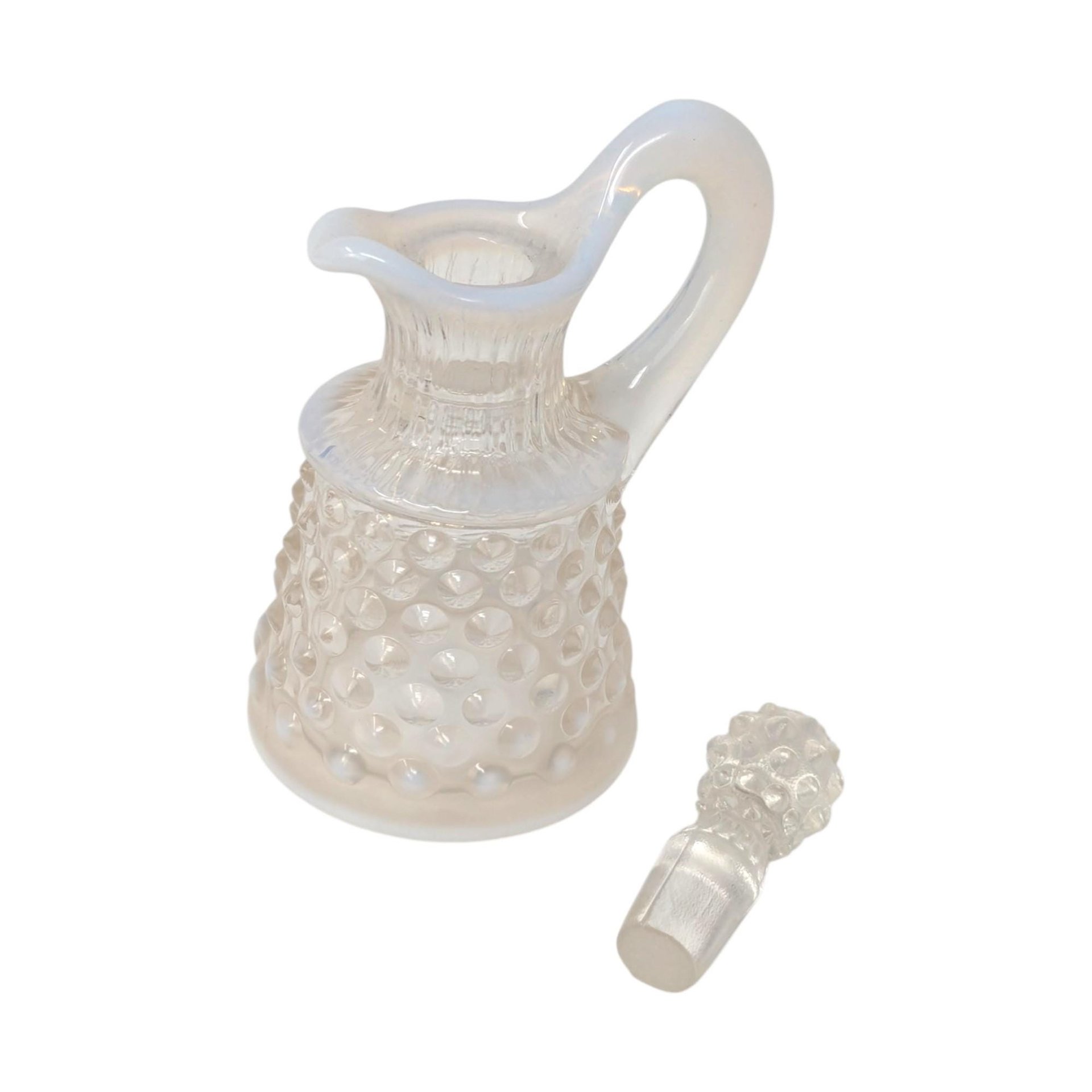 Vintage Fenton White Opalescent Hobnail Miniature Glass Cruet