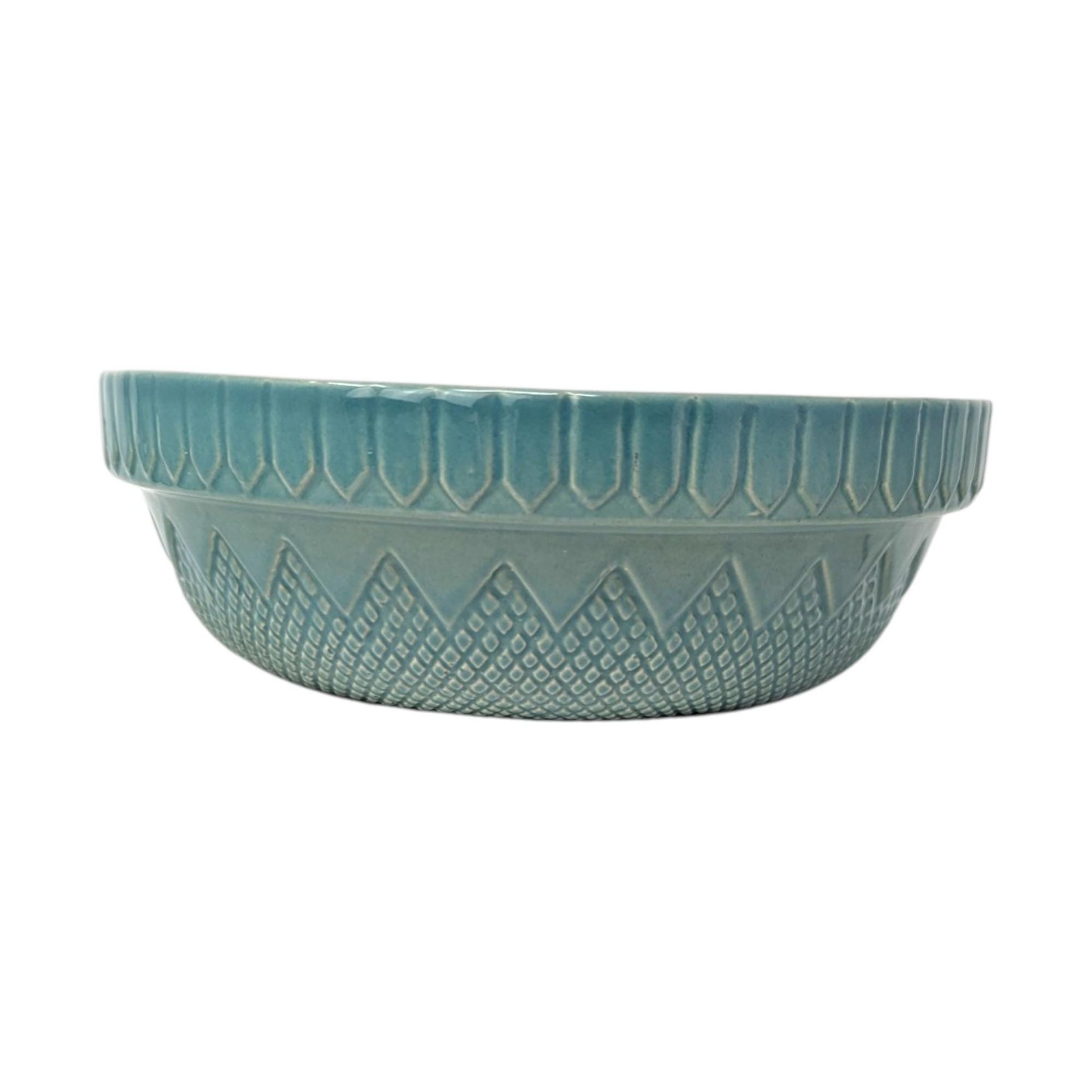 1990s Coche Stoneware Bowl Portugal – Teal Embossed Serving Dish