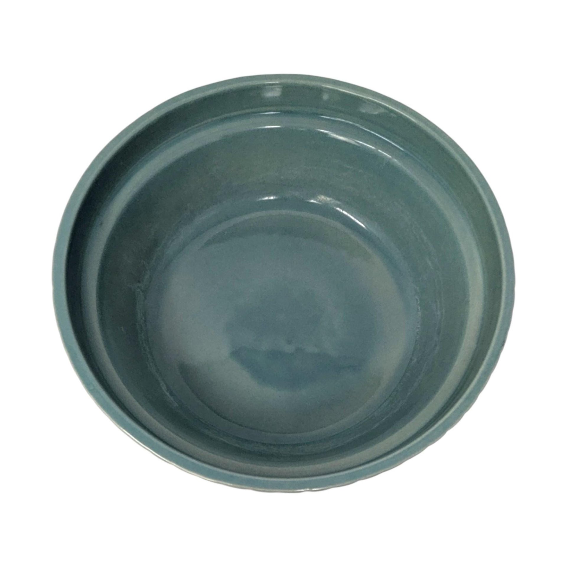 1990s Coche Stoneware Bowl Portugal – Teal Embossed Serving Dish