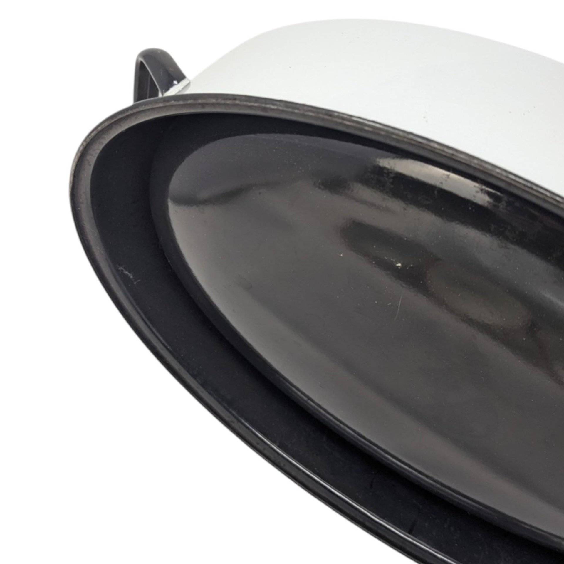 Vintage White Enamel Roaster Pan and Cups