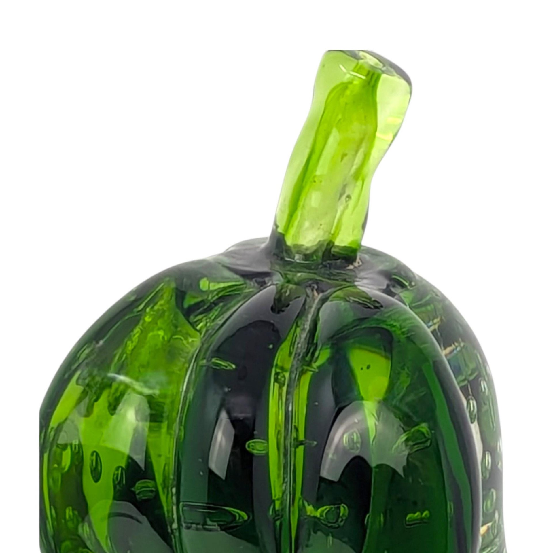 1960s Green Murano Glass Pear Paperweight – Mid-century Bullicante Glass Art Decor