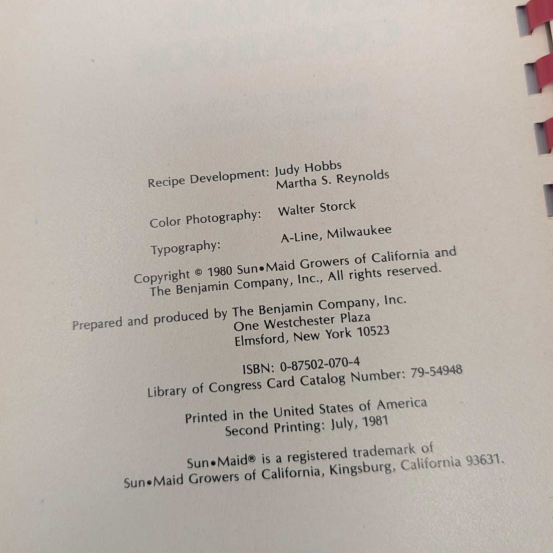 1981 The Sunmaid Cookbook
