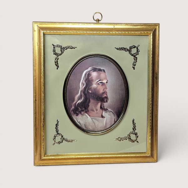 1950s Turner Framed Head of Christ Portrait Print