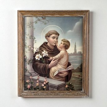 Vintage Framed Saint Anthony of Padua Print, Religious Art, Catholic Gift, Devotional Image, Framed Print, Wall Decor