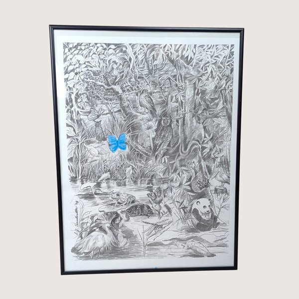 1998 S.G. Thautatta Signed Surrealist Jungle Nature Framed Print