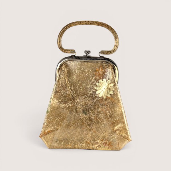 1960s Clear Vinyl Gold Tinsel Glitter Purse