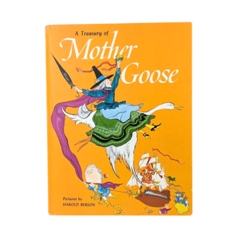 Vintage 1967 Mother Goose Treasury, Harold Berson Illustrations, Classic Nursery Rhymes, Gift for Children