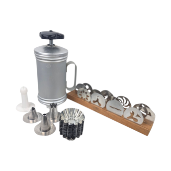 Vintage Mirro Aluminum Cookie Press & Pastry Maker, Complete Set with Bonus Cups, Baking Tool