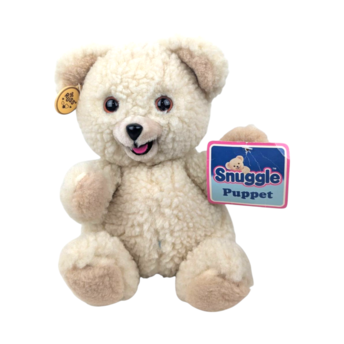 Vintage 1986 Snuggle Bear Puppet, Russ Berrie, Plush Toy With Tags, 10 Inch, 80s Advertising Collectible