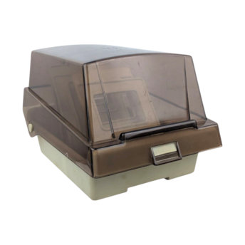 Vintage Eichner 5.25 Inch Floppy Diskette Storage Case, Smoked Plastic Lid, 4 Dividers, Computer Data Organization, Tech Nostalgia Gift