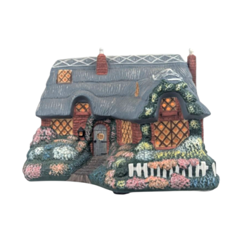 1992 Thomas Kinkade Olde Porterfield Tea Room Lighted Village House, Sculpture 599A, Collectible Painter of Light Cottage, Christmas Decor