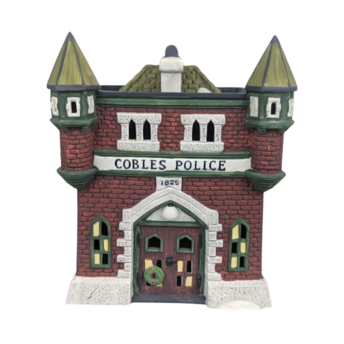 Dept 56 Cobles Police Station, 1995 Dickens Village, Christmas Light Up House, Building D56, Collectible with Light Cord & Box