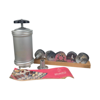 Vintage Mirro Cookie Press Set Aluminum Spritz Cookie Maker Pastry Press with Discs & Tips, Holiday Baking Tool (Read Desc)
